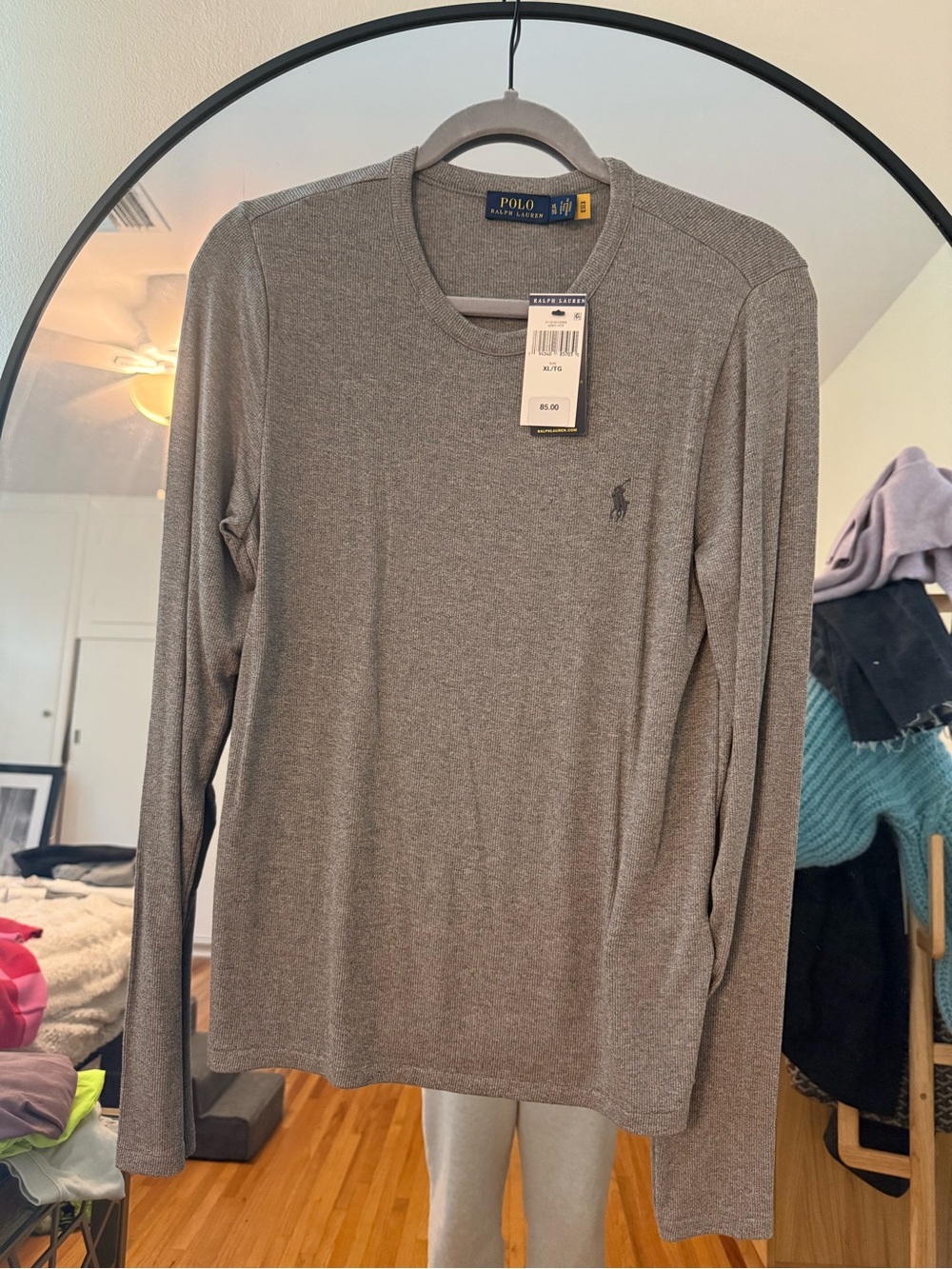 NWT Polo by Ralph Lauren Womens Long-Sleeve Crewneck Shirt - Gray